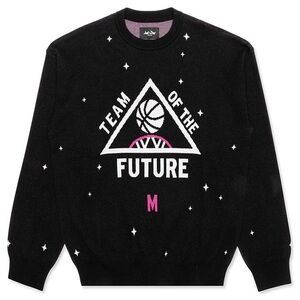 Just Don Black and White Crewneck Sweater with Futuristic Design